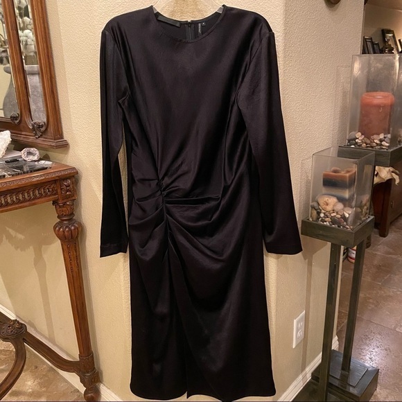 NWT~HELMUT LANG Black Ruched Long Dress Size 6 - Picture 1 of 10